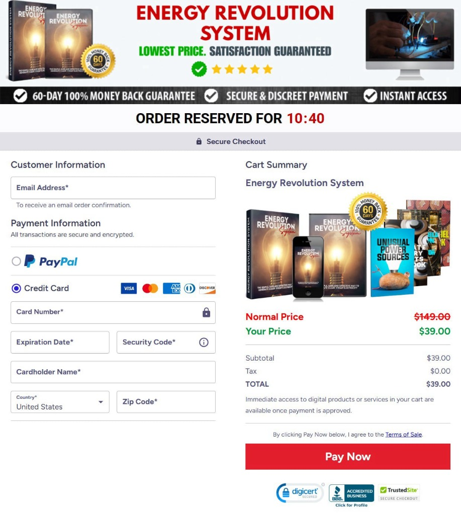 Official ClickBank 256-Bit SSL Secure Checkout Page Preview