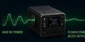 Regulated Power Output Inverter Unit with DC and AC Waveforms